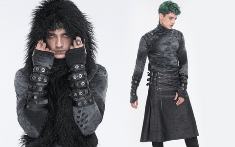 Men's Punk Layered Button Arm Sleeves