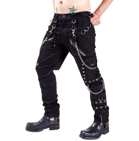 Pantalones cargo punk con cadenas para hombre