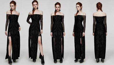 Schulterfreies Totem-Gothic-Kleid für Damen