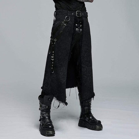 Men's Gothic Unedged Buckle Splice Kilt