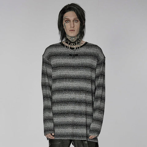 Men's Punk Double Color Striped Sweater