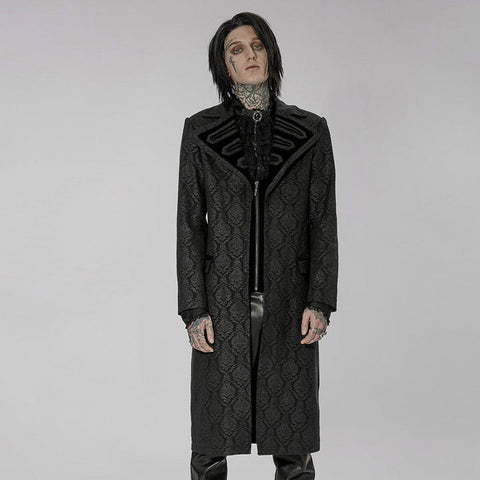 Men's Gothic Turn-down Collar Zipper Long Coat
