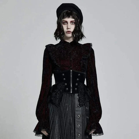 Women's Gothic Floral Front Zip Underbust Corsets