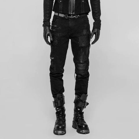 Jeans punk desgastados para hombres