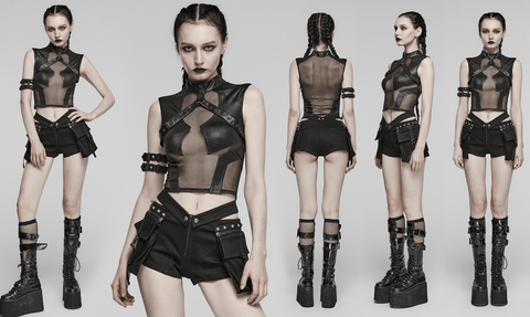 Women's Punk Sheer Eyelet Vest