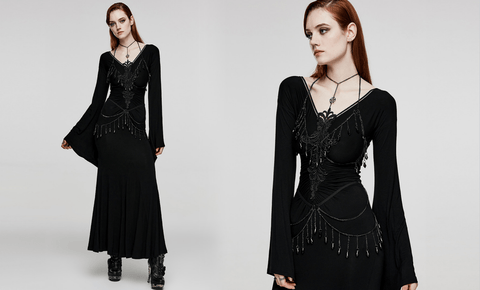 Women's Gothic Beaded Tassels Chain Body Harness