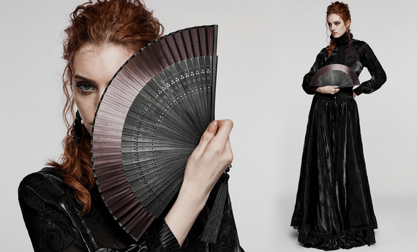 Women's Gothic Color Gradient Carving Fan