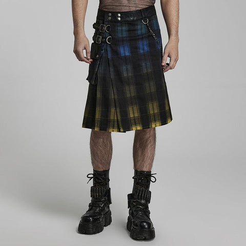 Kilt de tela escocesa con degradado de color punk para hombre (cintura ajustable)