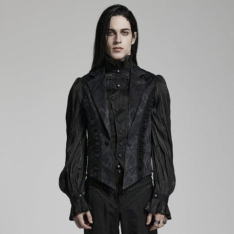 Men's Gothic Floral Printed Ruffled Vest