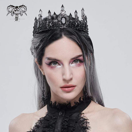 Women's Gothic Black Crystal Stone Crown