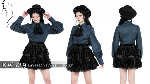 Women's Gothic Ruffled Layered Velvet Skirt