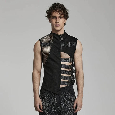 Chaleco con hebillas recortadas punk para hombre