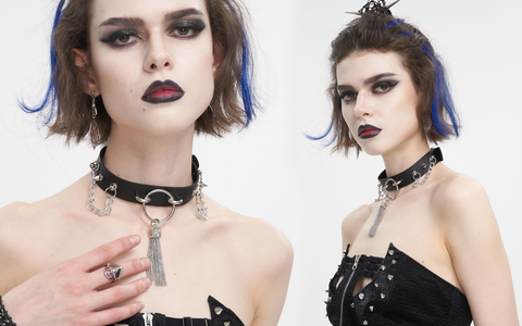 Women's Gothic Studded Tassels Chain Choker