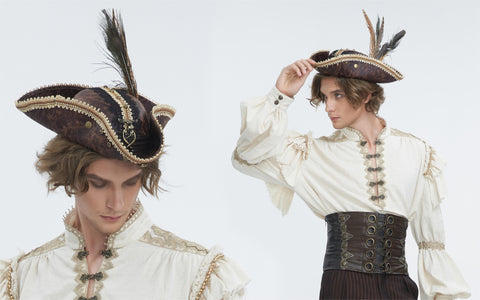 남성용 고딕 해골 레이스 밑단 모자