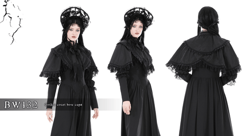 Women's Gothic Ruffled Lace Splice Cape