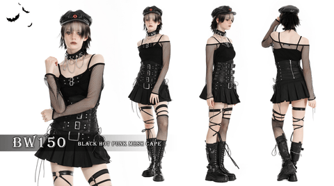 Women's Punk Off-the-shoulder Mesh Cape