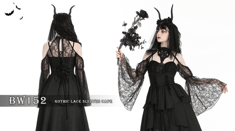 Women's Gothic Off-the-shoulder Cutout Lace Cape