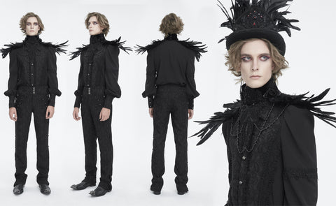 남성용 고딕 스탠드 칼라 페르시 깃털 넥웨어