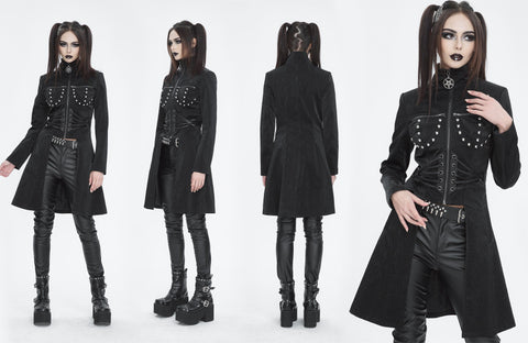 Women's Gothic Stand Collar High/Low Faux Leather Jacket