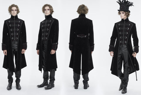 Men's Gothic Stand Collar Swallow-tailed Coat