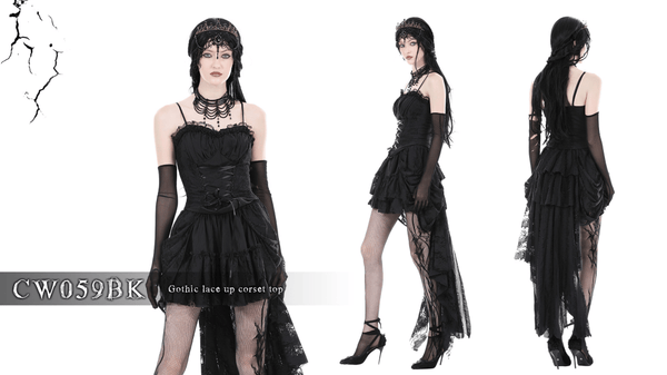 Women's Gothic Lace-up Lace Splice Overbust Corset