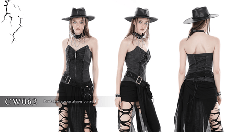 Women's Punk V-neck Lace-up Overbust Corset