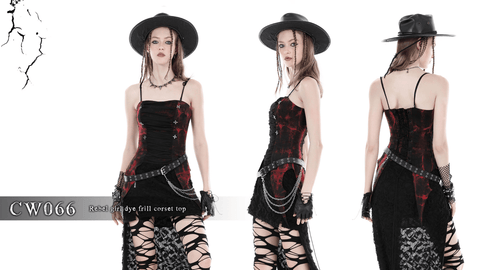 Women's Gothic Irregular Ruched Tie-dyed Overbust Corset