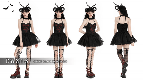 Women's Gothic Off-the-shoulder Mesh Splice Halloween Dress