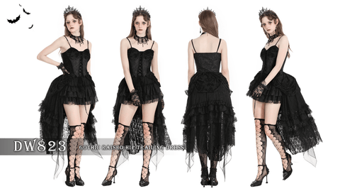 Women's Gothic Lace High/Low Gown Slip Dress