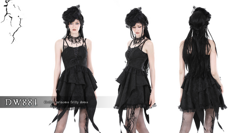 Women's Gothic Irregular Ruffled Layered Slip Dress