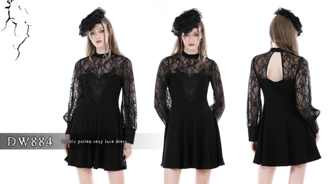 Women's Gothic Cutout Lace Splice Dress