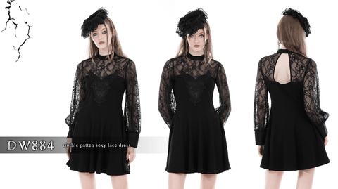 Women's Gothic Cutout Lace Splice Dress