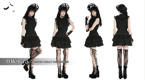 Women's Gothic Cheongsam Collar Ruffled Homecoming Dress