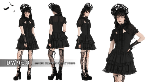 Women's Gothic Puff Sleeved Layered Grad Dress