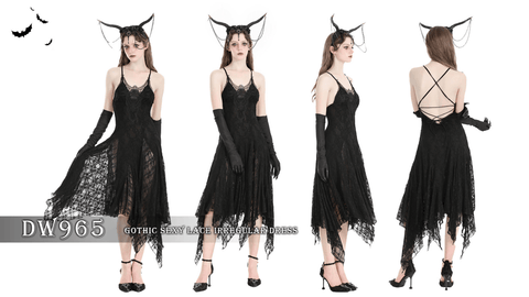 Women's Gothic Irregular Lace-up Nightgown Slip Dress Wedding Dress
