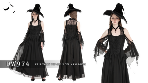 Women's Gothic Off-the-shoulder Lace Splice Halloween Dress Wedding Dress