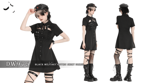 Women's Gothic Turn-down Collar Cutout Homecoming Dress