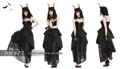 Women's Gothic Layered High/Low Gown Slip Dress Wedding Dress