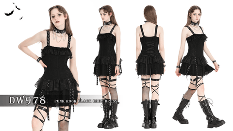 Women's Punk Strap Distressed Party Slip Dress