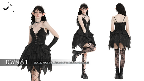 Women's Gothic Irregular Plunging Halloween Slip Dress