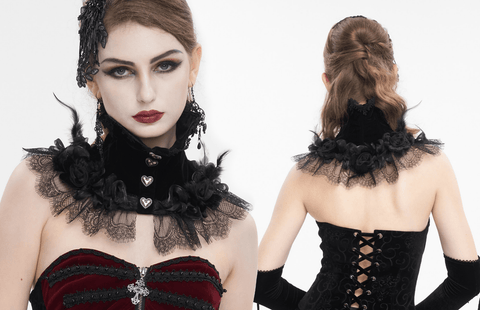 Women's Gothic Rose Lace Hem Neckwear