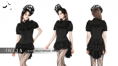 Women's Gothic Puff Sleeved Ruffled Shirt