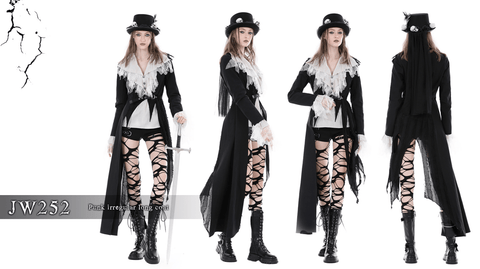 Women's Punk Irregular Distressed Coat with Belt