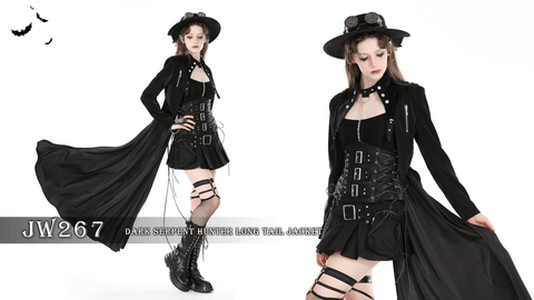 Women's Gothic High/Low Faux Leather Splice Jacket