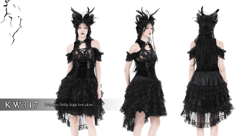 Women's Gothic Ruffled Layered High-low Skirt