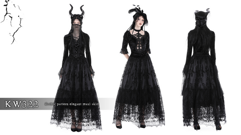 Women's Gothic Irregular Flocking Mesh Spice Skirt