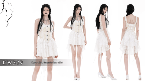 Women's Gothic Irregular Lace Splice Layered Skirt