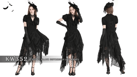 Women's Gothic Irregular Distressed Lace Skirt