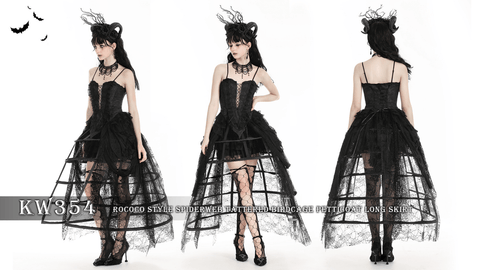 Women's Gothic Spider Web Lace Skirt with Petticoat