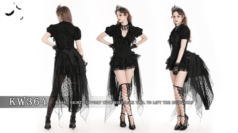 Women's Gothic Irregular Lace Bustle Skirt